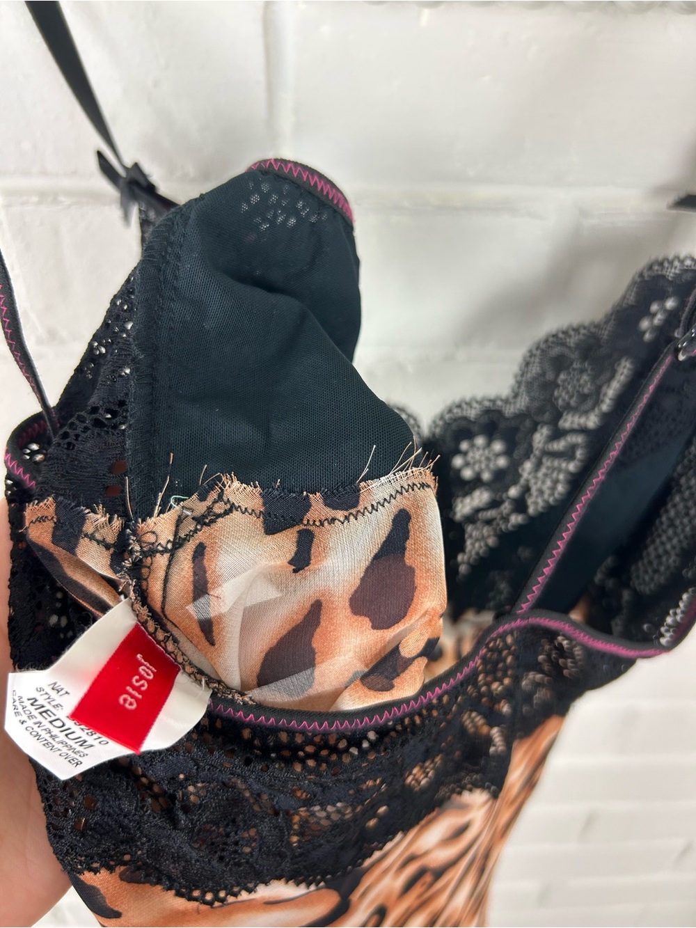 Vintage 90s Y2K Josie Natori Animal Print Slip Lingerie Dress Size M - Picture 7 of 10
